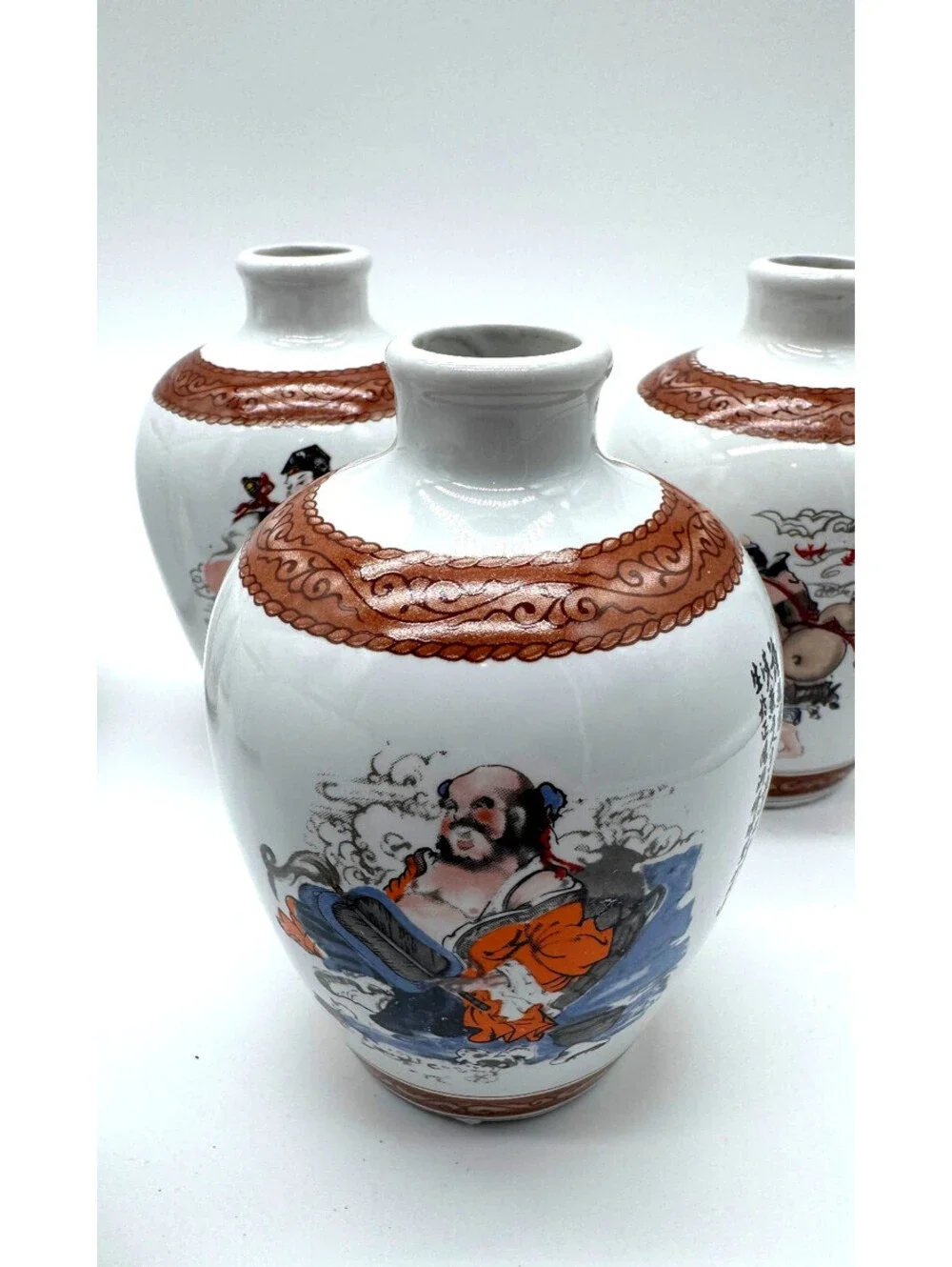 Vintage Taiwan Eight Immortals Porcelain Liquor Bottles Set 7/8 ROC - Beautiful